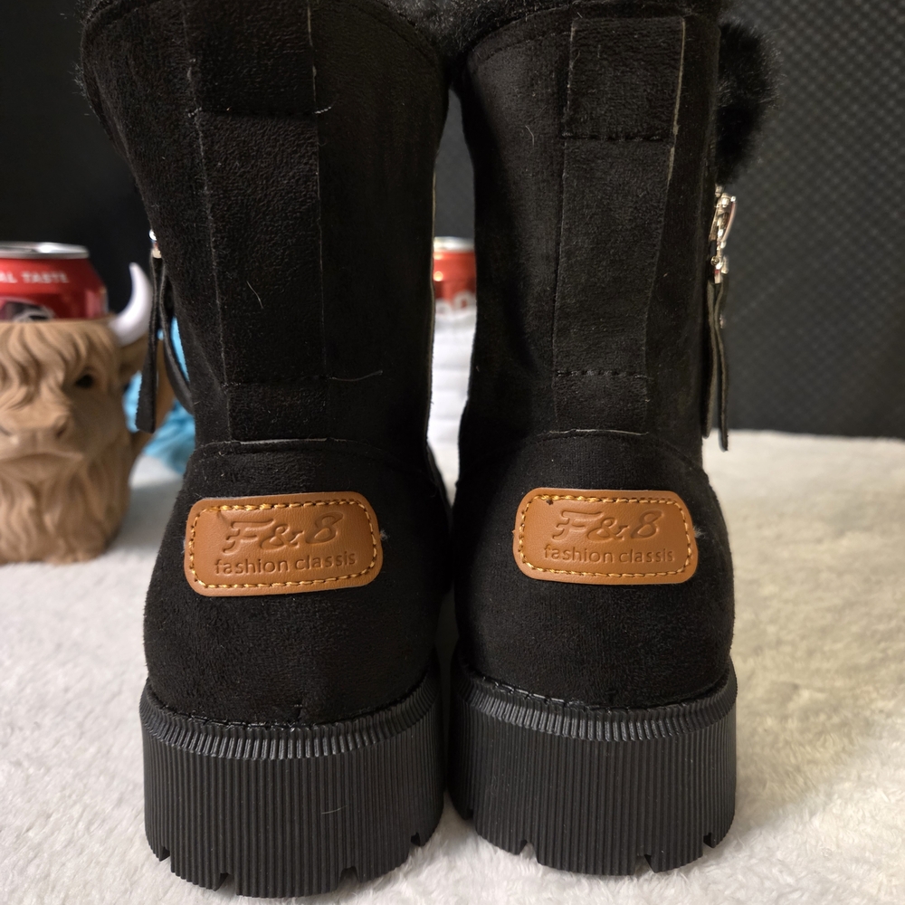 FA Black Suede Women's Winter Boots